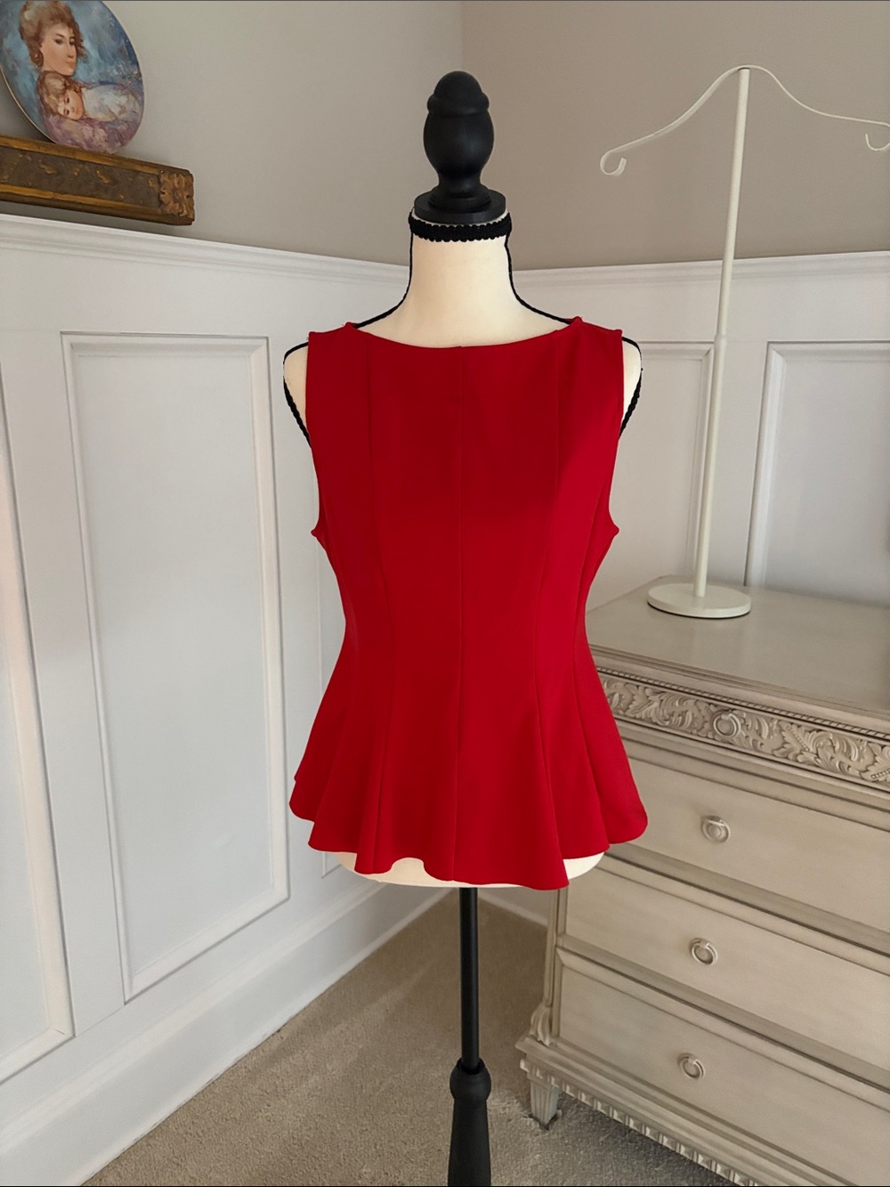 Anthropologie Red Sleeveless Peplum Tank Top